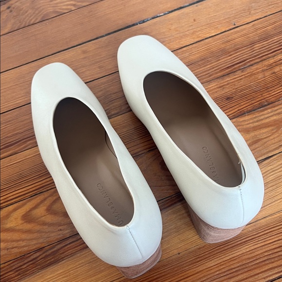 Huma Blanco "The Gabi" Leather Block Heel Pumps Bone/Light Cream - EU Size 40 - Picture 6 of 13